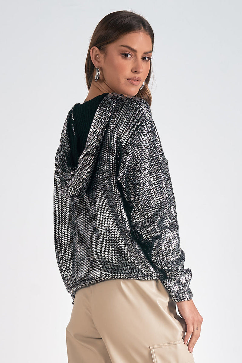 elan metallic sweater and dress set Metallic Sweater Hoodie