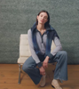 Denim Collar Polo Sweater