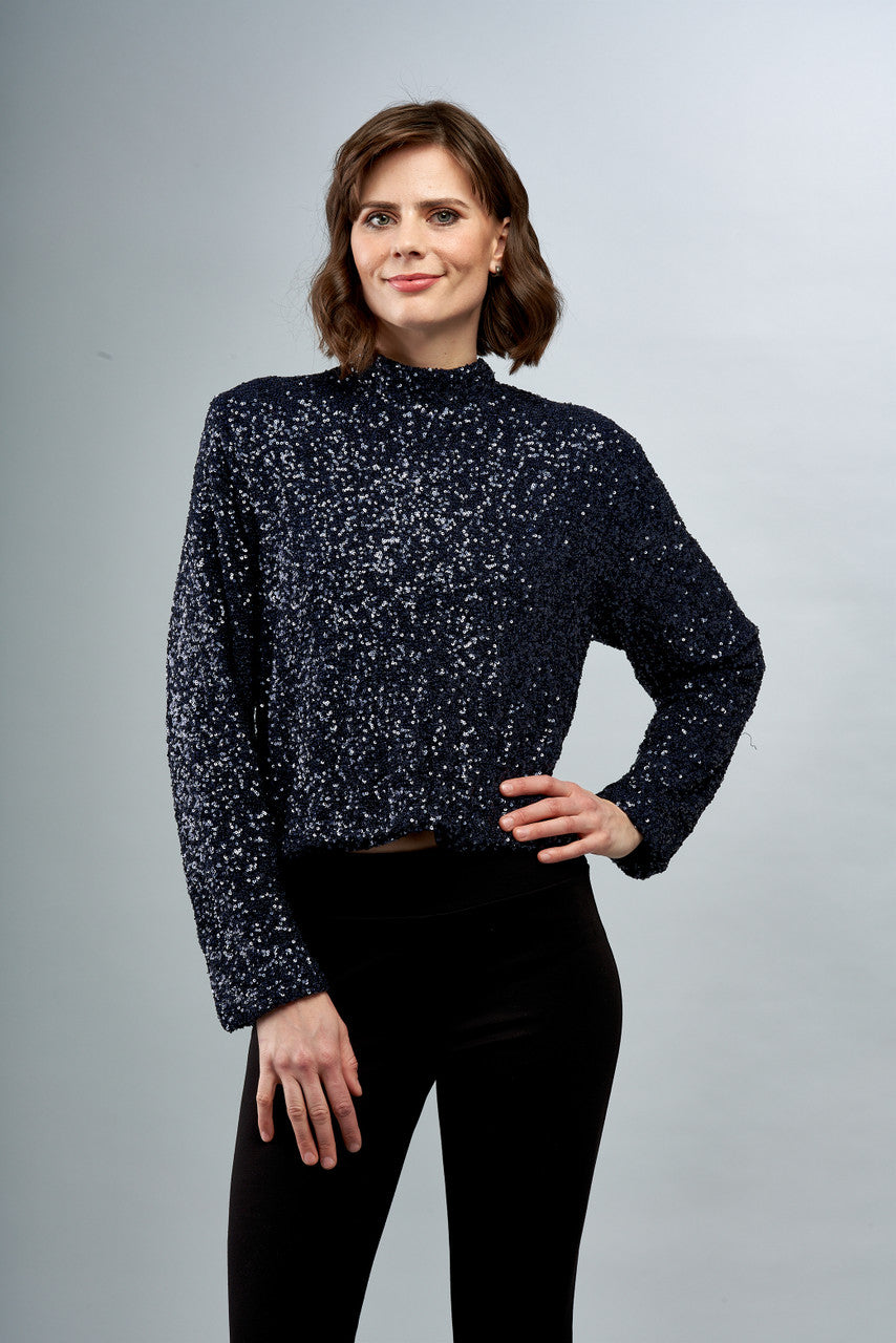 mock neck sequin top