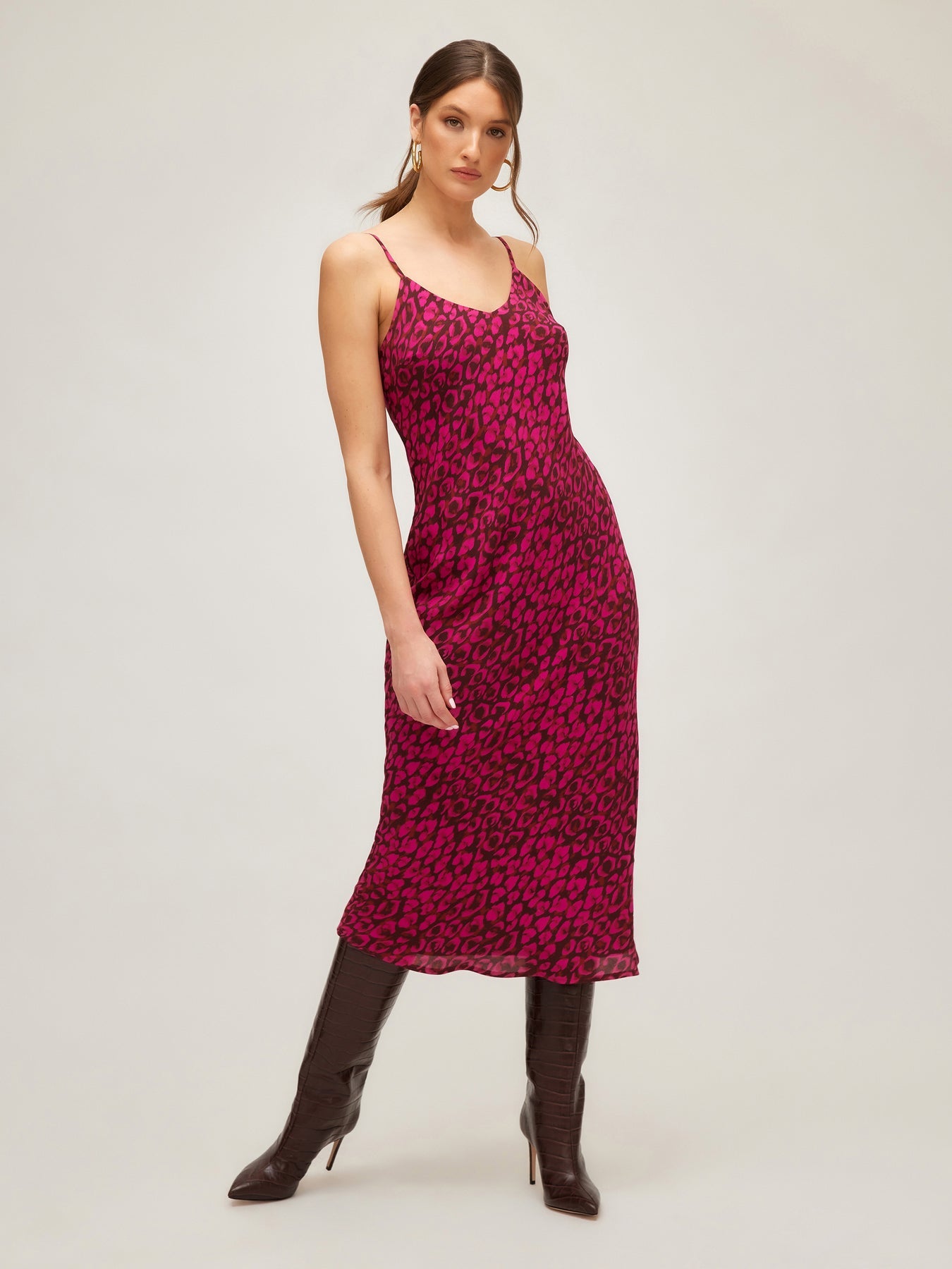 pink leopard midi dress Pink Leopard Midi Dress