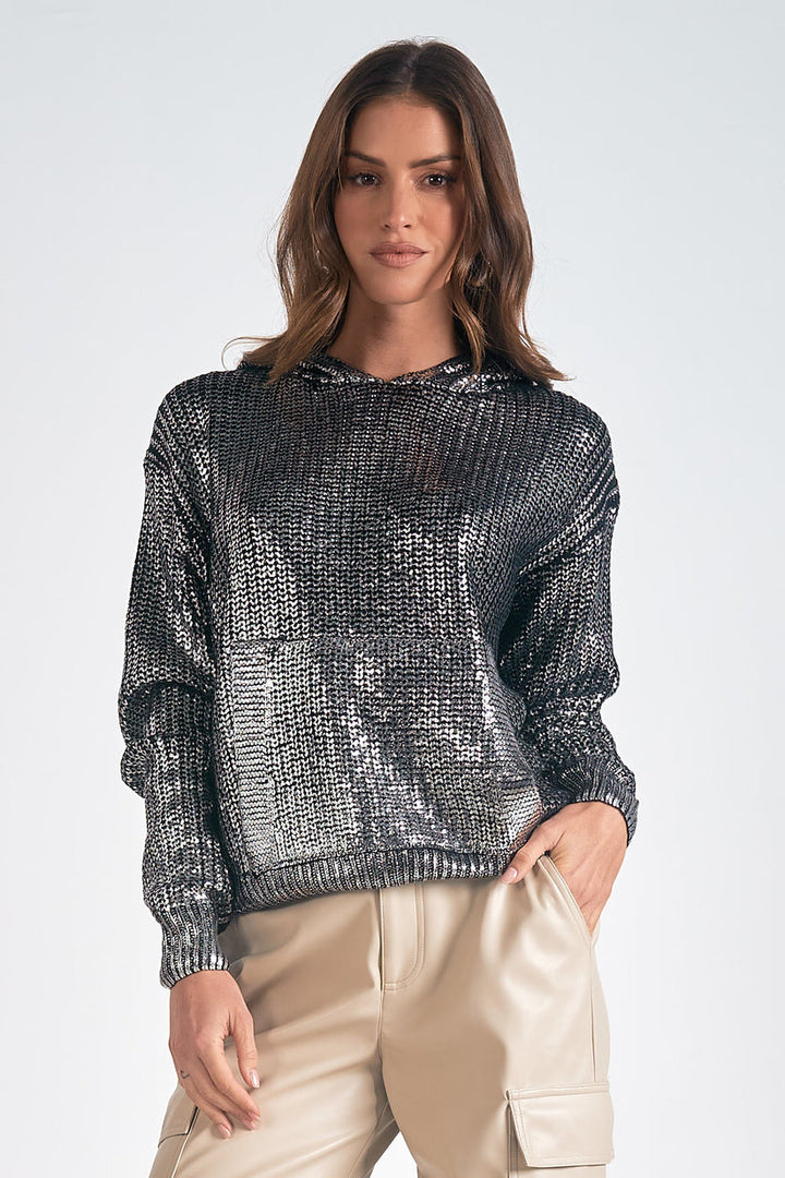 elan metallic sweater and dress set Metallic Sweater Hoodie