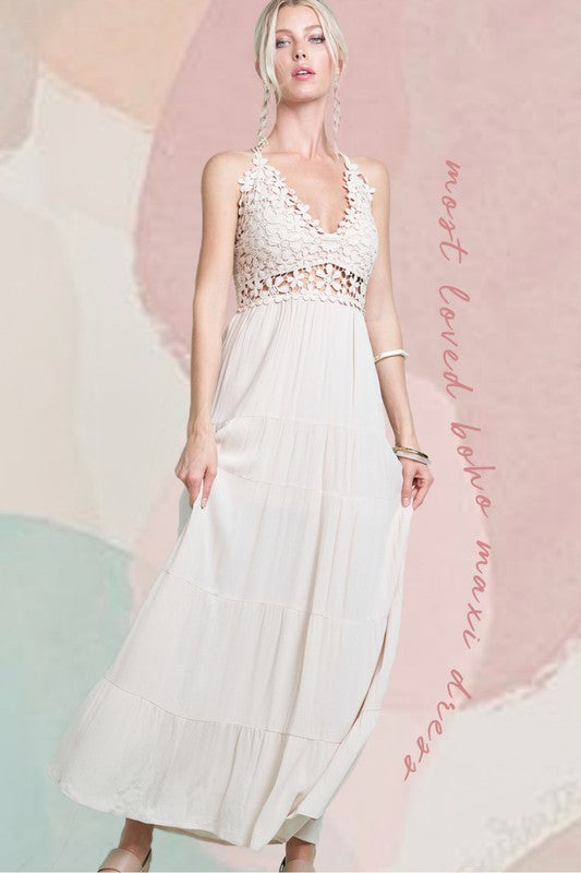 princess polly baby blue dress Camilla Open Back Crochet Maxi main image 0
