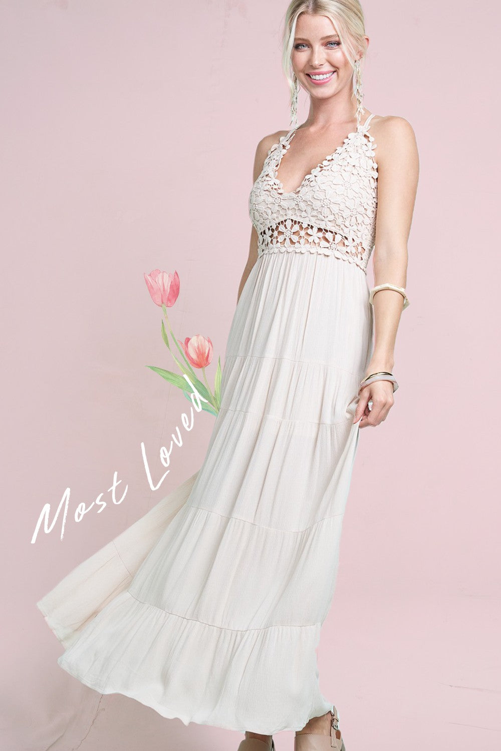 Boho Flower Crochet lace trim maxi dress – THEKLOSETKOUTURE.COM